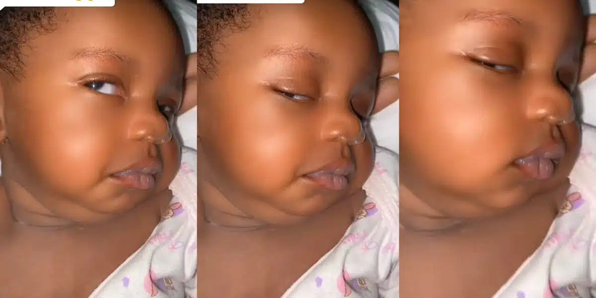 Netizens respond to the baby’s facial expression by saying, “Una dey born ancestors these days.”