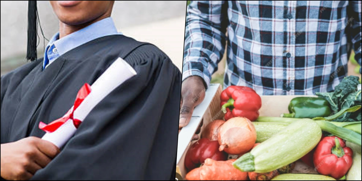 Despite having academic credentials, a lecturer with a PhD and four master’s degrees sells veggies to make ends meet.