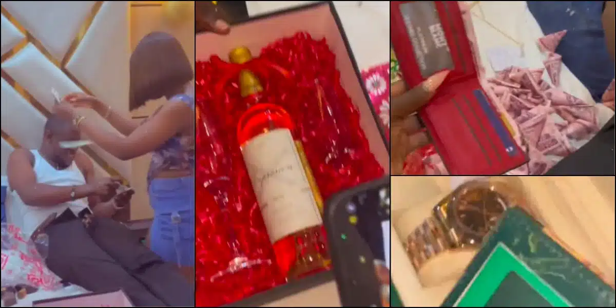 “I’m the first child, and he’s the last,” the lady says, surprising her boyfriend with expensive presents on his birthday.